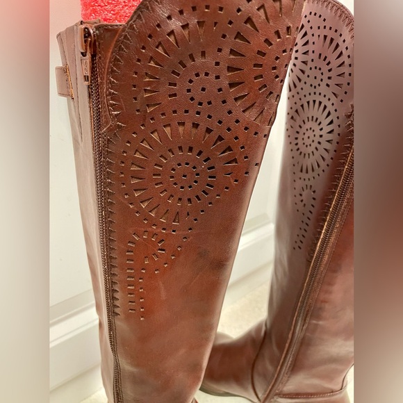 Gianni Bini Riding Boots Leather Brown Womens Size 6 - Picture 4 of 16